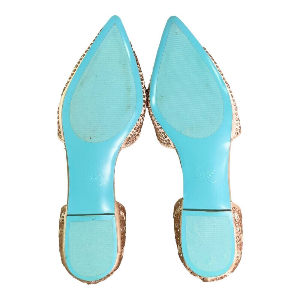 BETSEY JOHNSON Lucy Pink Rhinestones Cutout Pointed Slip On Flats Shoes Size 5 - Picture 10 of 10